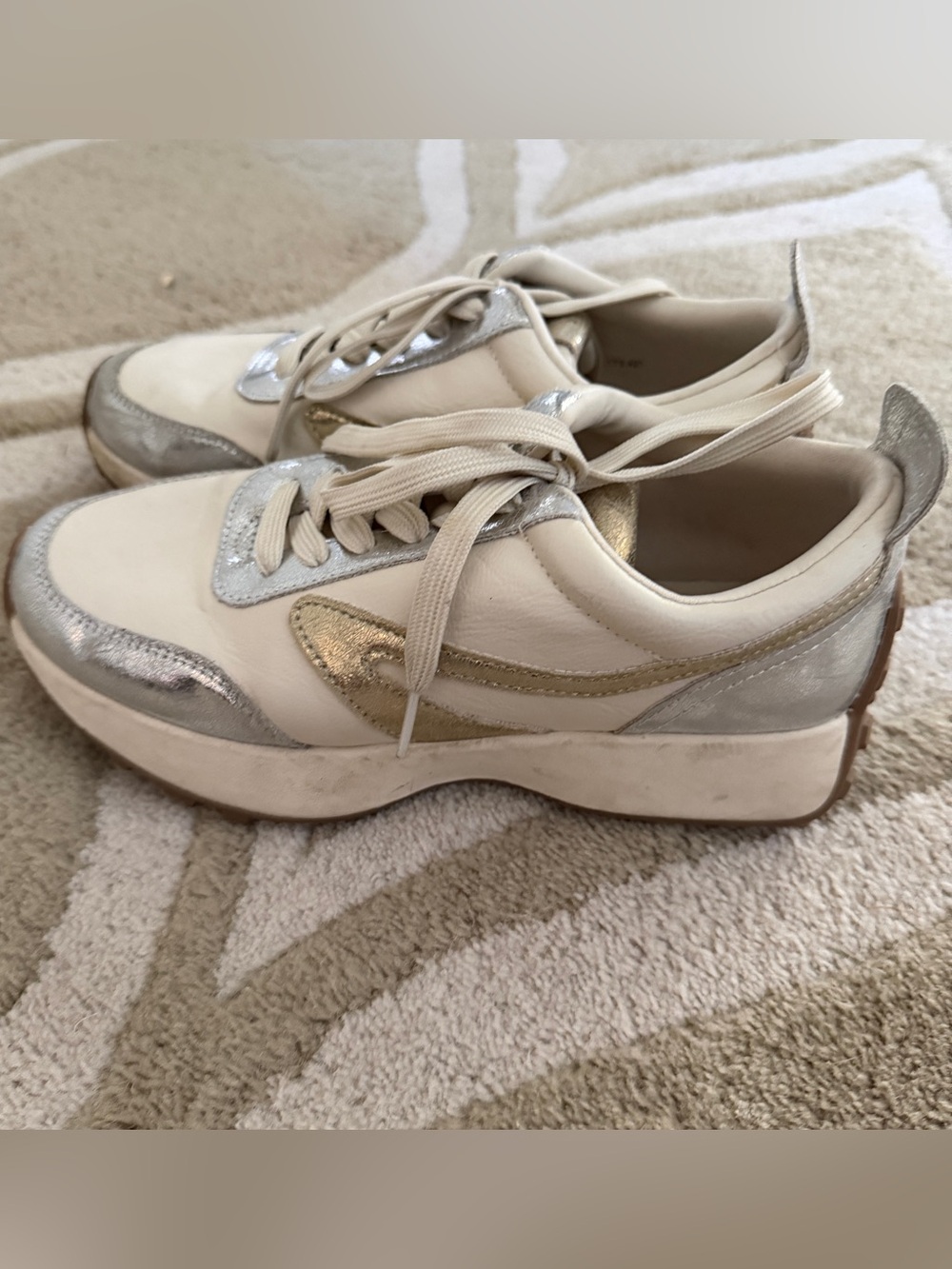 Dolce Vita Women's Cream and Metallic Gold Sneakers
